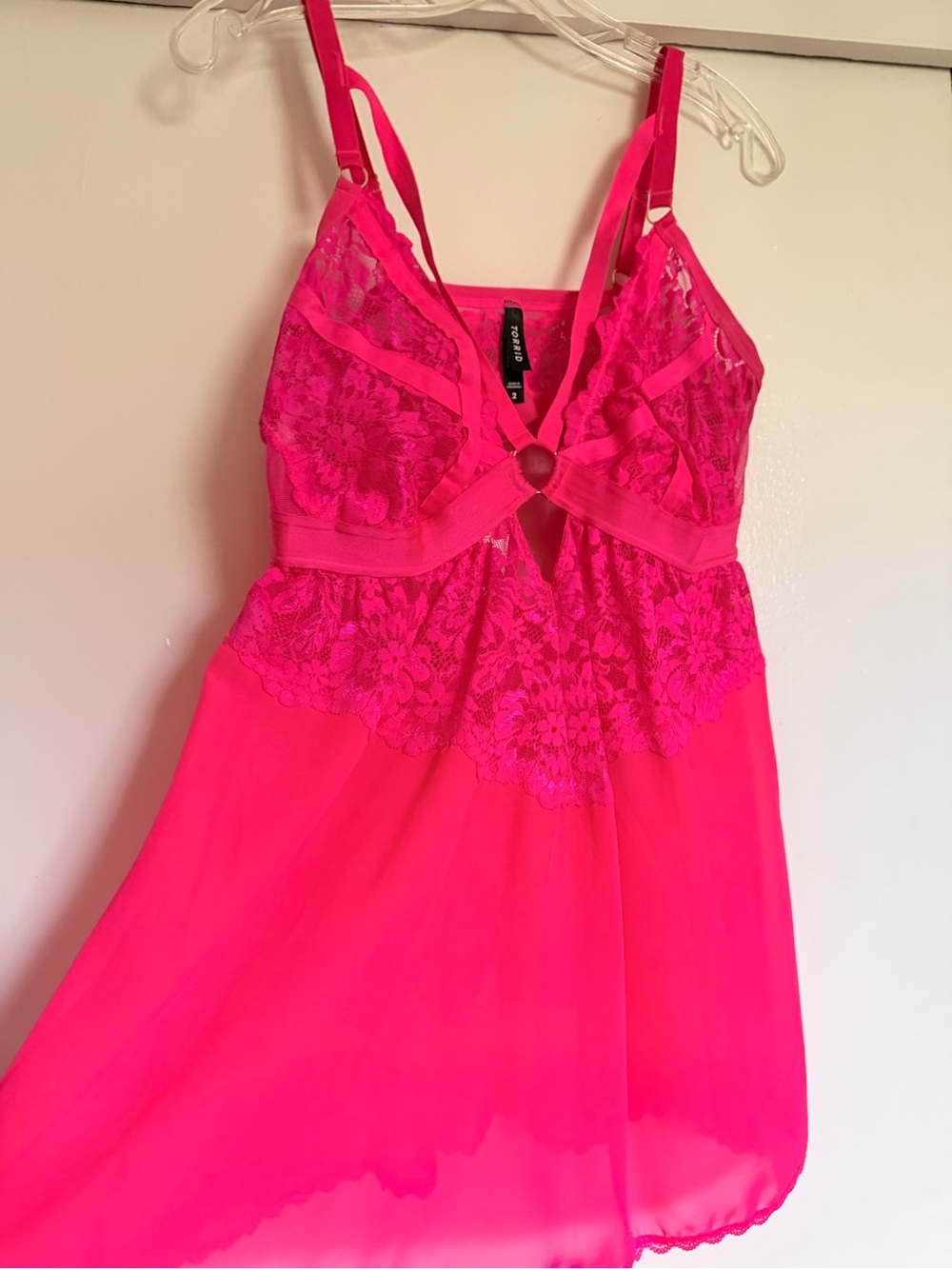 Hot Pink Lace Babydoll Chemise